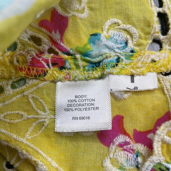 Relativity Yellow & Floral Light & Flowy Short Sleeve Top Shirt Plus Size 3X - Picture 4 of 8